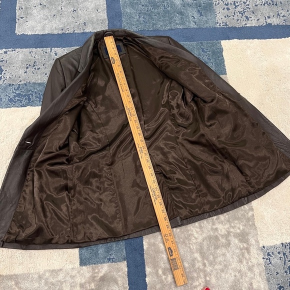 Denim & Co. 100% Leather Mens Blazer Jacket Medium Brown Classic Style - Picture 8 of 10